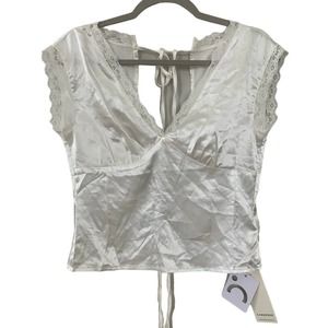 NWT Commense 2 Piece White Silky Pajama Set